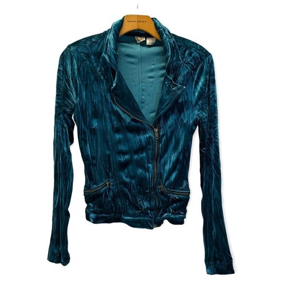 Mudd Women's Juniors size Medium Teal Velour A-symmetrical jacket - Picture 1 of 8